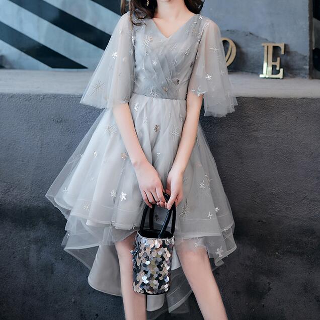 ドレス　前短後長　オシャレ　卒業会　結婚式　演出服　ワンピース　ミニドレス　二次会　演奏会　発表会