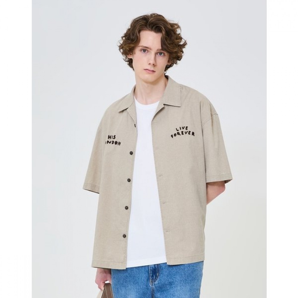 [25SS] [HIS] ウォッシュオープンカラーショートスリーブシャツHZJU5E808I2