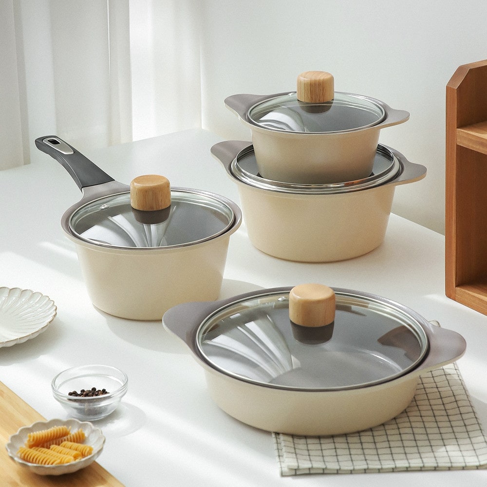 セラミックウッドポット4ピースセット(16cm/18cm/20cm/22cm)