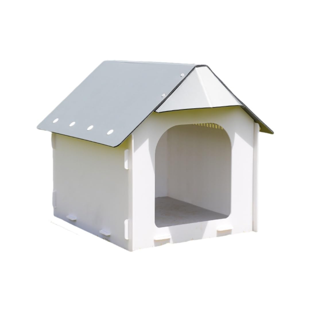 屋外用 ペットハウス 犬小屋 中型犬対応 防水・防潮・抗菌設計 通風性良好 丈夫なエコPP素材 コンパクトデザイン 広々空間 高耐荷重 簡単組み立て (蚊よけタイプ 中くらい)