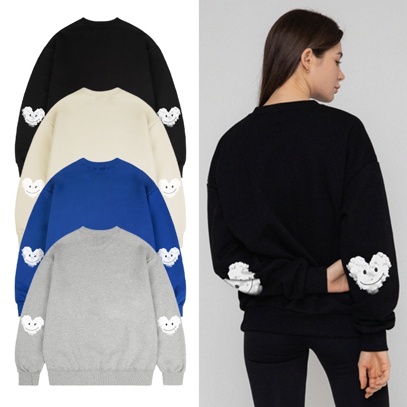 [UNISEX]Elbow Cloud Heart Smile Sweatshirt_4color