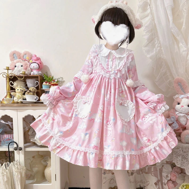 コスプレスウィートソフト萌えウサギロリータドレスかわいい長袖opドレス春秋 レディース ドレス ファッション