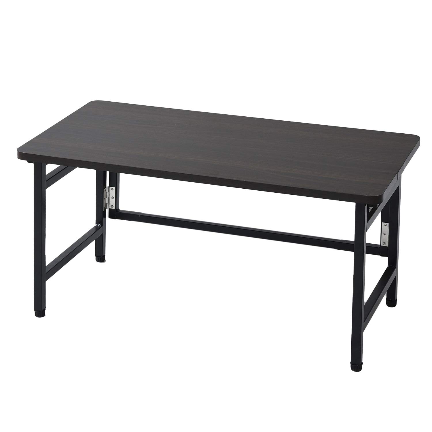 [山善] デスク ローテーブル 折りたたみ コンパクト 完成品 幅80×奥行40×高さ40cm 傷・汚れ・水分・熱に強い天板(メラミン加工) ダークブラウン/ブラック RPST-8040L(DBR/B