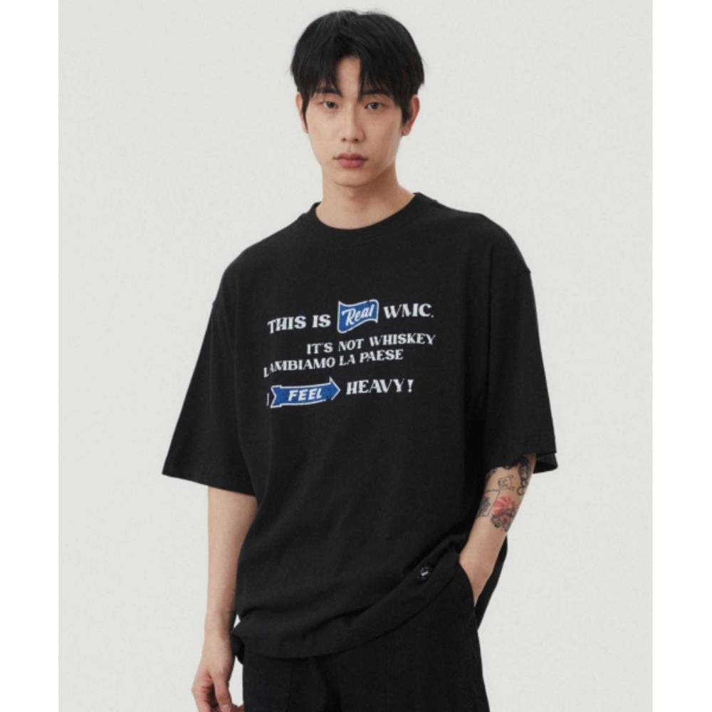 WMC Vintage Crack Typography T-Shirt BLACK O-MOBAS4M5240