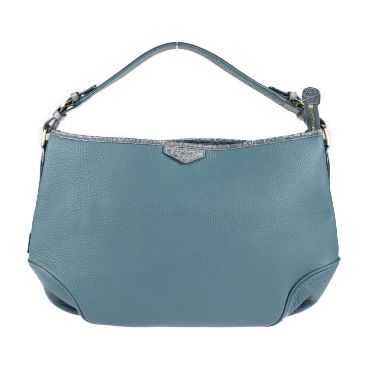 美品 LEATHER JEWELS レザージュエルズ ショルダーバッグ 71031A バッグ レザー クロコダイル ブルージーン ゴールド金具 2WAY ハンドバッグ 本物保証 中古