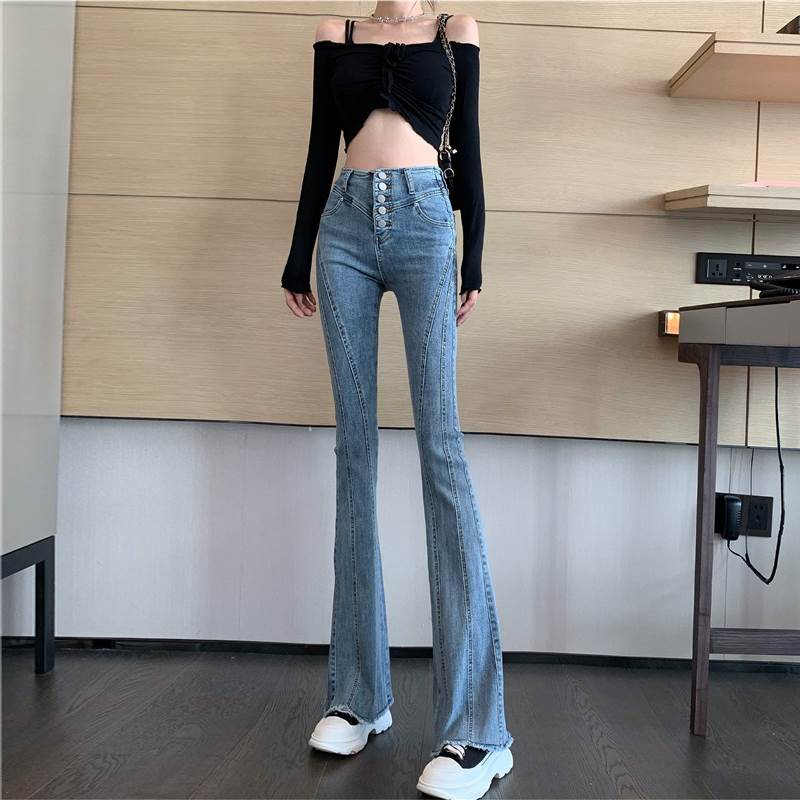 パンツ Gパン デニム デニムパンツ レディース ボトムス フレア フレアパンツ フルレングス ハイウエスト ボタン 青 ブルー 春 夏 秋 冬 大人 おしゃれ 可愛い かっこいい 大人女子 カジュア