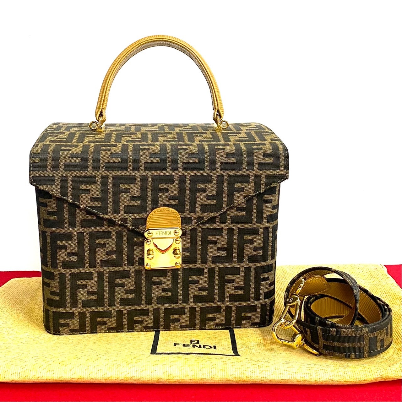 ズッカショルダーバッグ キャンバス レザー ブラウン 53513