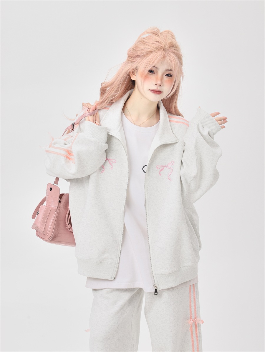 2025 春秋 2点セット トップス お出かけ 羽織り 韓国 レディース フルラウンドヘム ルーズ サイド ボトムス ストレート系冬 ゆったり サイズワイドシルエット上下リラックストラック