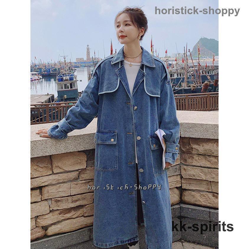 トレンチコート デニムジャケット デニムコート レディース トレンチコート デニム アウター 春 秋 ゆったり デニムジャケット ロング ロングコート ウエストマーク おしゃれ 春秋 秋冬 トレンチコ
