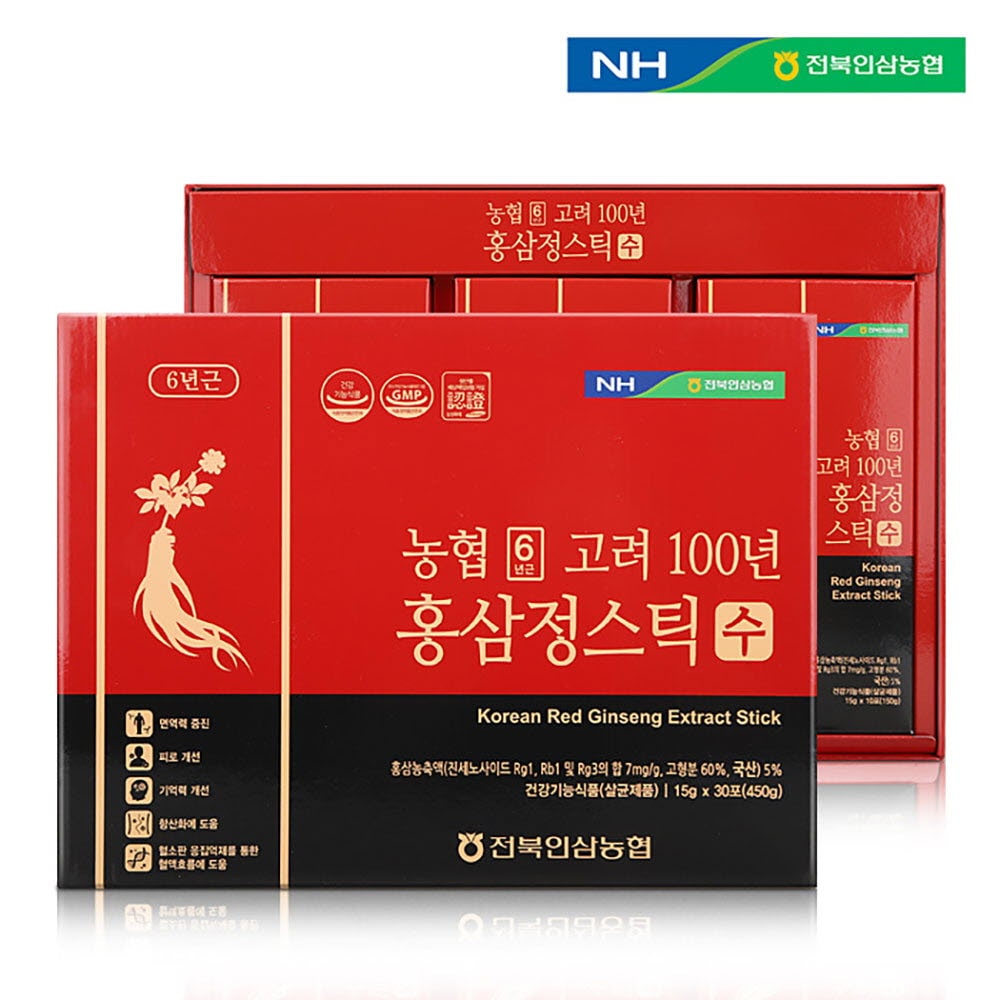 6年根高麗100年紅サムジョンスティック水15gx30包/ギフト用ショッピングバッグ付1+1