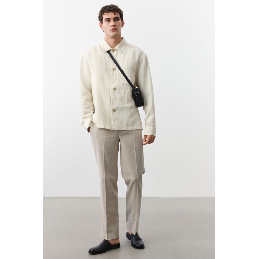 H&M リネンブレンドテーラードパンツ レギュラーフィット ライトベージュ