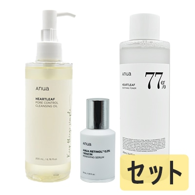 毛穴すっきりセット / レチノール0.3 ナイアシンリニューイングセラム+ドクダミ77%スージングトナー250ml+ドクダミポアコントロールクレンジングオイル