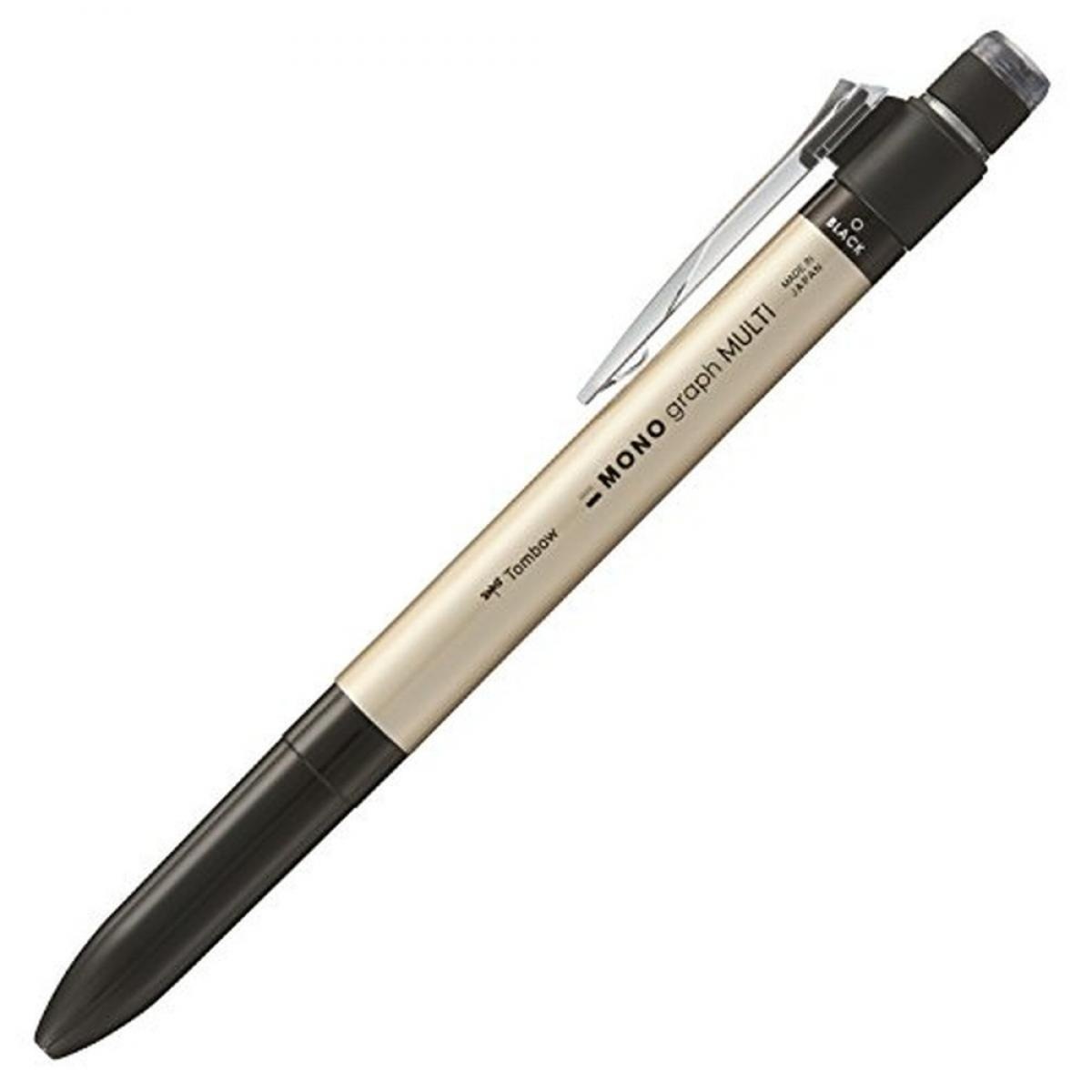 ふるさと納税 トンボ鉛筆 多機能ペン 2&S+消しゴム MONO モノグラフマルチ ゴールド CPA-161B 筆記具