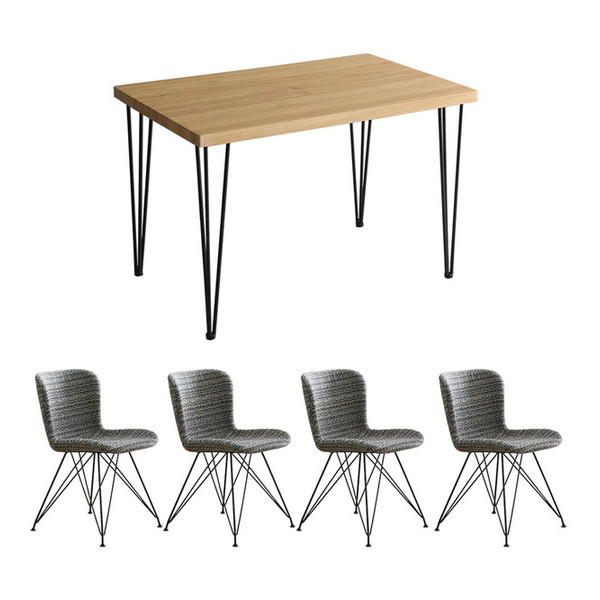 ホームテイスト SH-22-FFD5 ファブリックダイニングチェア4脚 110cm幅テーブル 5点セット SH/ブルー メーカー直送