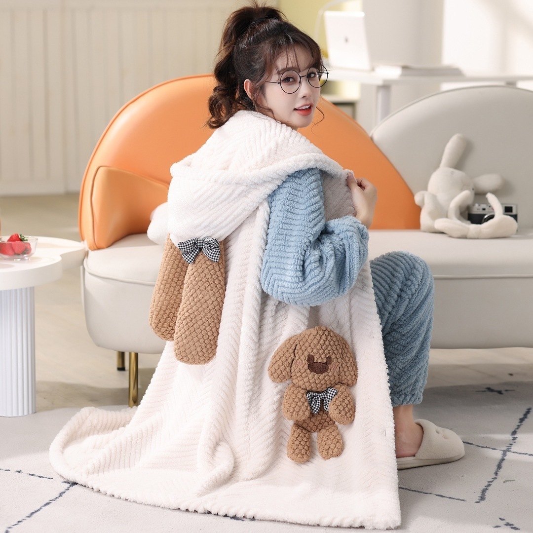 冬のレディースナイトガウン厚みのあるコーラルベルベットパジャマ甘くてかわいいバスローブロングフランネル春秋冬のホーム服