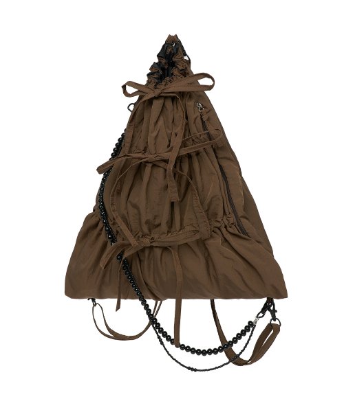 PARTIMENTO WOMEN utility ribbon shirring gym sack brown 17,564円
