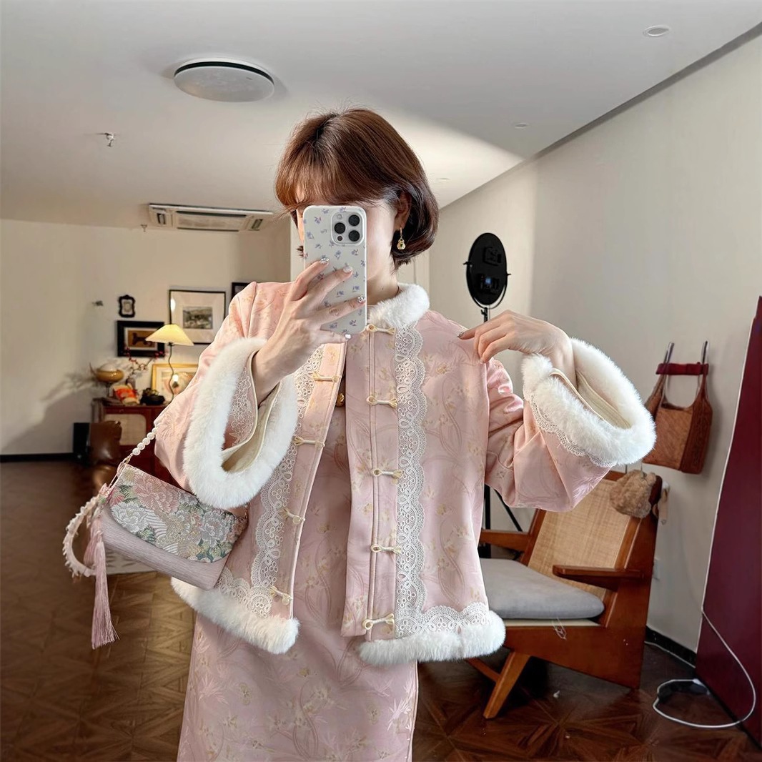 中国風の新しい高級スーツ冬の新しいファッションバックルキルティングジャケットドレス2点セット