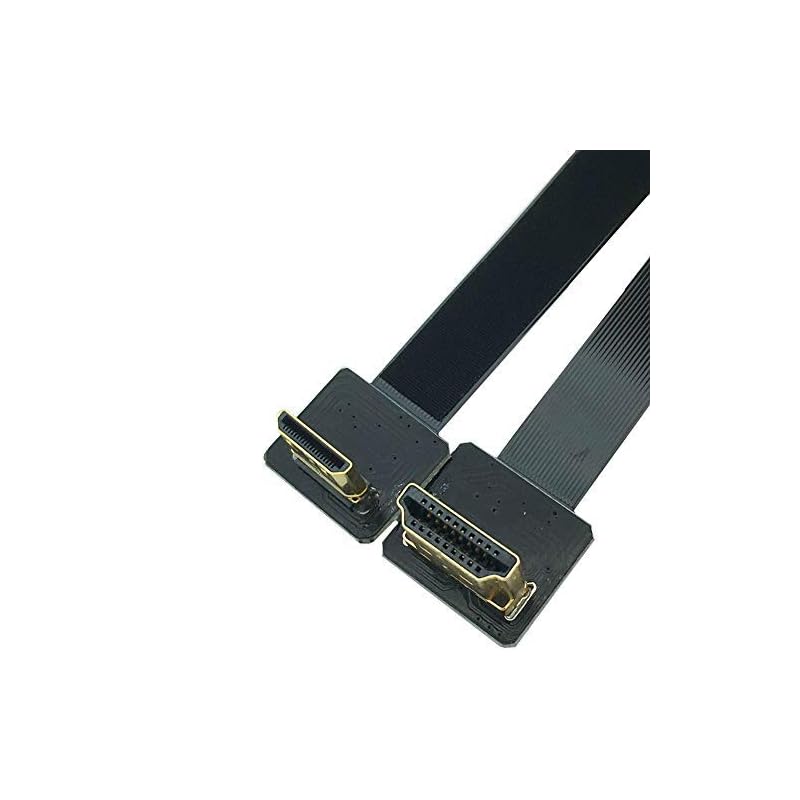 Rosebe FPV HDTVマルチカメラ空中撮影用 フラットケーブル 90度のアップ角度付き FPV Mini HDMI オス に 90度のダウン角度付きHDMI オス FPC 変換ケーブル (50
