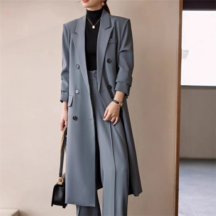 セットアップ スーツ レディース パンツスーツ フォーマル 通勤 洗える セレモニー 大きいサイズ 就活スーツ ロング丈 春 秋 無地 着回し ロングジャケット ワイドパンツ ゆったり 2点セット 入