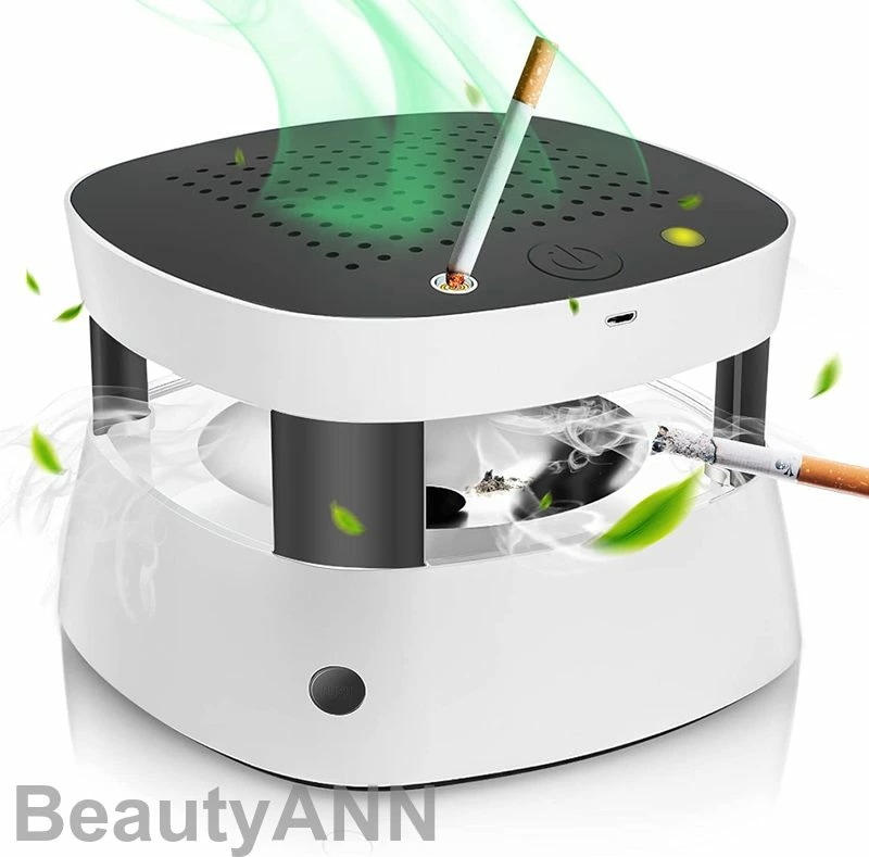 人気新作灰皿 スモークレス灰皿 卓上 脱臭機 消臭 煙 吸引 高性能活性炭フィルター搭載 電子ライター機能付き 3階段風量切替 USB充電式 スモークレス タバコ ケーブル付き タバコの煙を吸い込み
