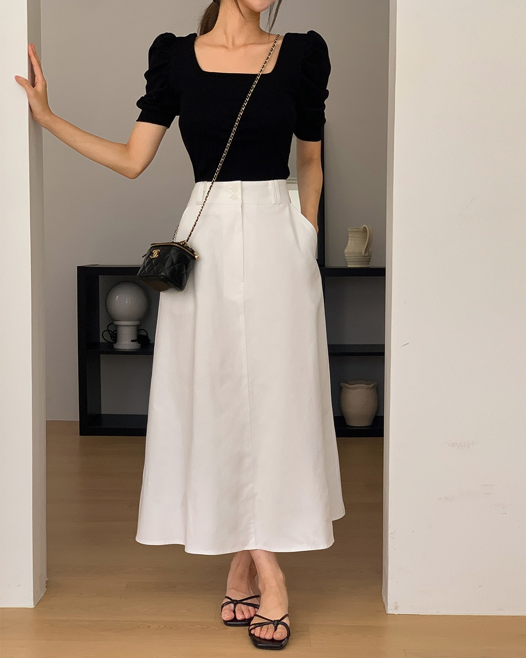 モットコットンロングスカート韓国ファッション レディース