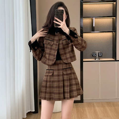 長袖ジャケットプリーツスカート2点セット