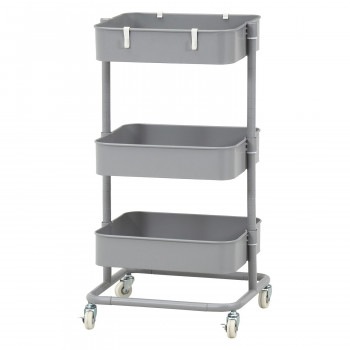 不二貿易　C/D:45067　高さが調整できるワゴン　マルシェ　グレー　MH-0302-3GY