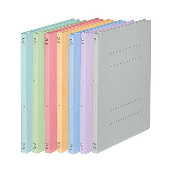 （まとめ）TANOSEE フラットファイル（スタンダードカラー） A4タテ 150枚収容 背幅18mm 7色アソートパック 1パック（7冊：各色1冊） 10セット