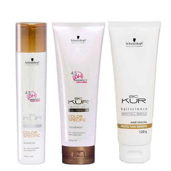 BCクア カラースペシフィーク シャンプー 250mL + トリートメント 250g + プロテクションスムース 120g セット