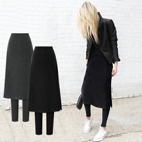 スカートレギンス 重ね着スカート 体型カバー レディース レギンス スカート ストレッチ 大きいサイズ ミモレ丈 フレア スカート付き ファッション ボトムス 普通 2タイプ 防寒対策 裏起毛