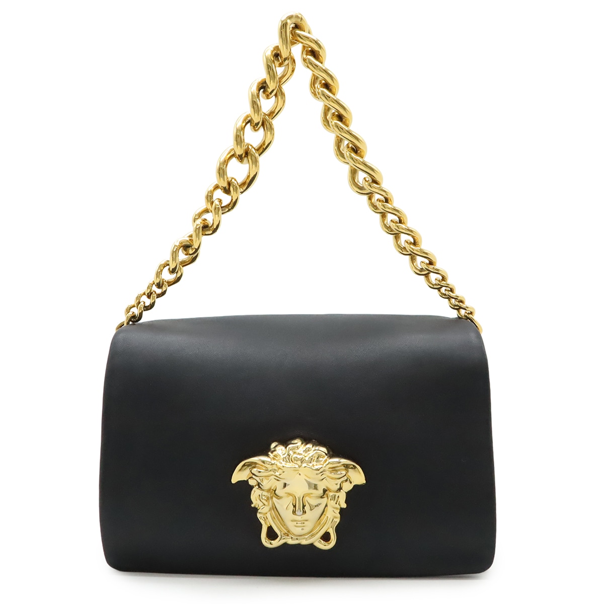 メデューサ フラップ チェーンショルダーバッグ ワンショルダー 肩掛け レザー ブラック 黒 ゴールド金