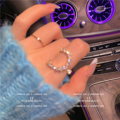 スパークリングリング小型デザイン気質ライト高級ジルコンファッション性格オープニングリングフィンガーを指す 5,439円