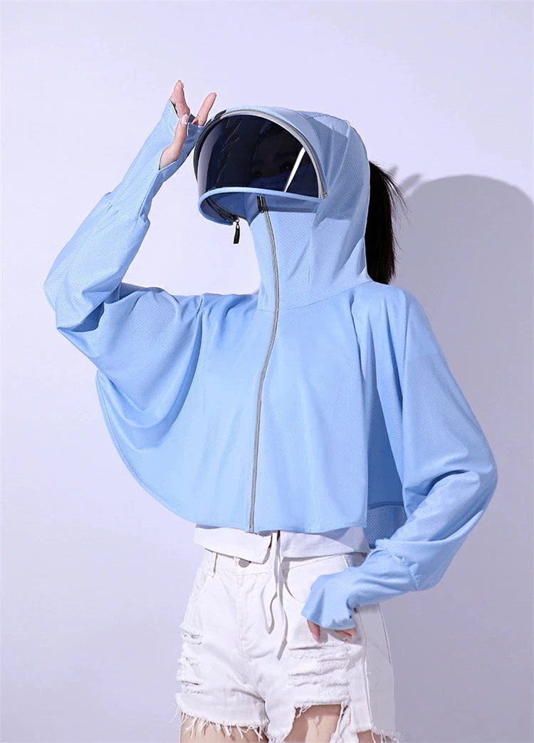 日焼け防止服 コート カーディガン 薄片 UVカット フード[K](T)