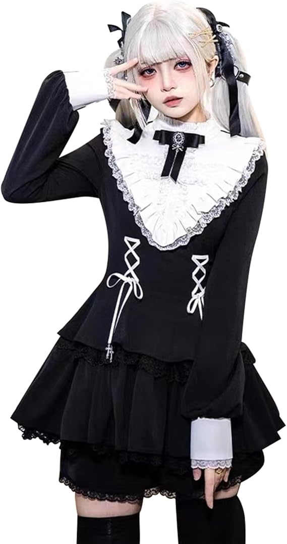 ワンピース ロリータ ゴシック ゴスロリ 衣装 地雷系 量産型 森ガール レース 原宿系 レディース ハロウィン コスプレ衣装 ゆめかわいい