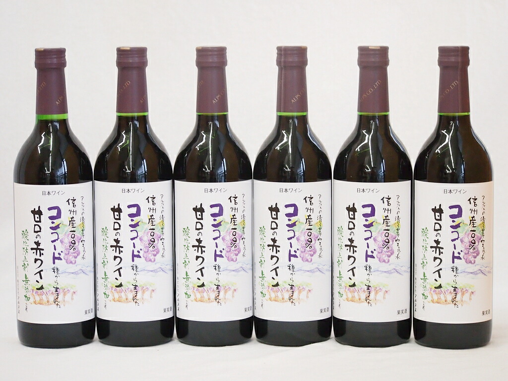 コンコード種から生まれた甘口の赤ワインセット 信州産100% 酸化防止剤無添加(長野県)720ml