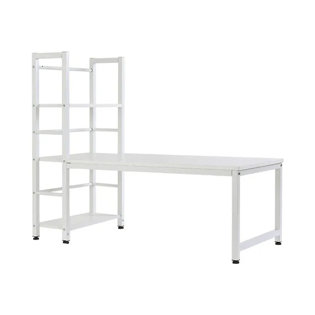 831【新品登場】【ホワイト】H型PCデスク ロータイプ一体型 ラック付き デスク ワークデスク 木製 学習デスク