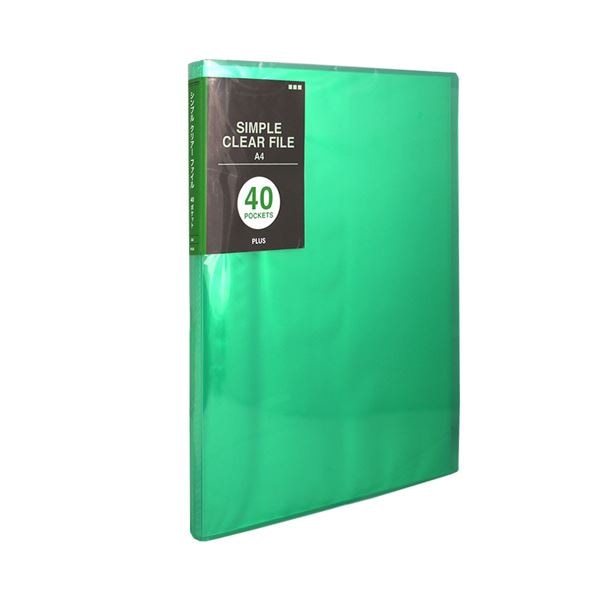 （まとめ）プラス シンプルクリアーファイルA4タテ 40ポケット 背幅20mm グリーン FC-240SC 1冊 (×20セット)