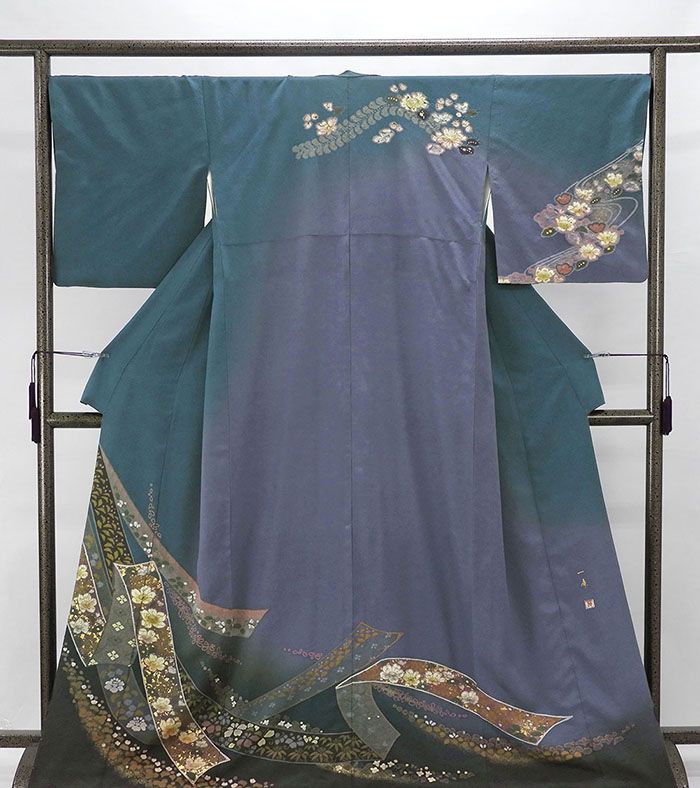 訪問着 正絹 絞り染色作家 吉乃一廉作 身丈166cm 裄丈68.5cm 訪問着 良品 リサイクル 着物 結婚式 入学式 卒業式 b4076