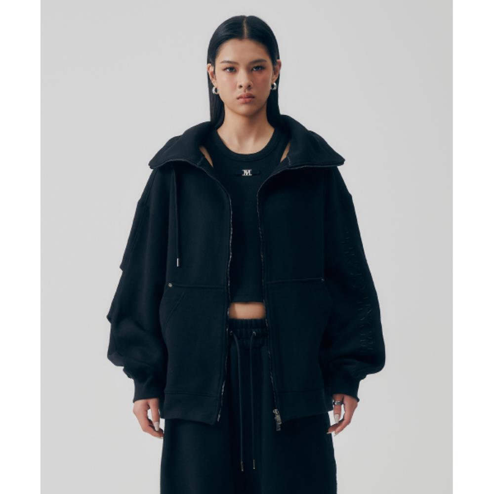 TREEMINGBIRD DoubleTucked Setup Hoodie Zipup Black TM2