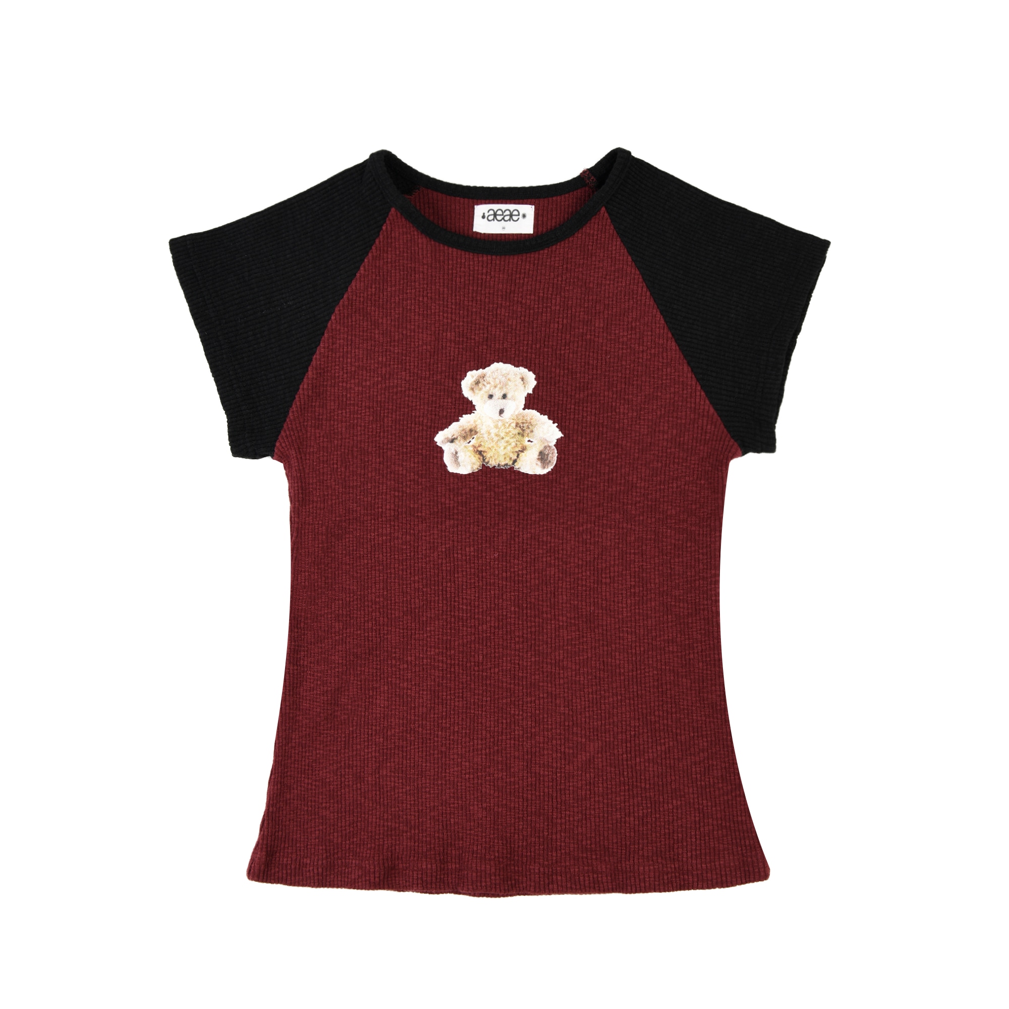 【aeae】 I LOVE TEDDY TEE : BURGANDY