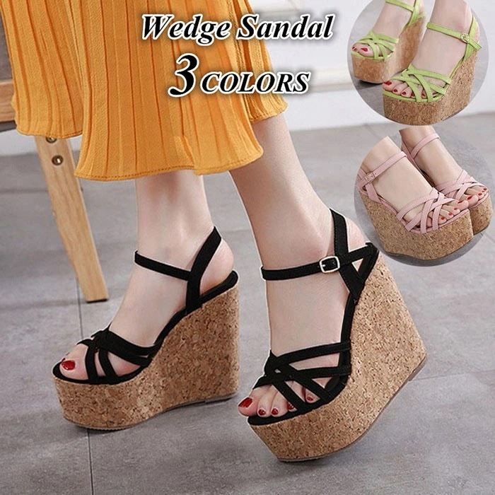 【夏セール！】ウエッジソール サンダル 厚底サンダル コンフォート 厚底ヒール ウエッジ 春夏 疲れない ストラップ 大きいサイズ 上品 通勤 オフィスサンダル 大きいサイズ 安定感 シンプル クロス