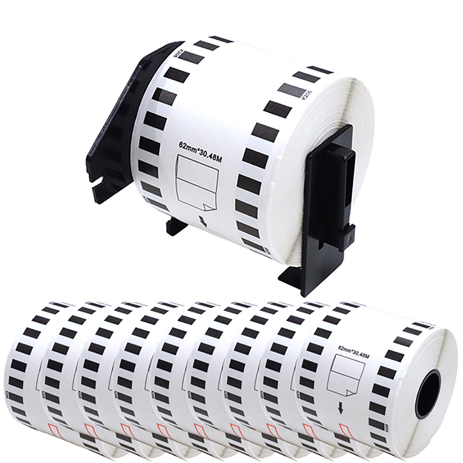 ブラザー用 ピータッチ DKテープ (感熱紙) DK-2205Y 互換品 長尺紙テープ(大) 黄 62mm×30.48m 10個セット+ホルダー1個セット 6,029円