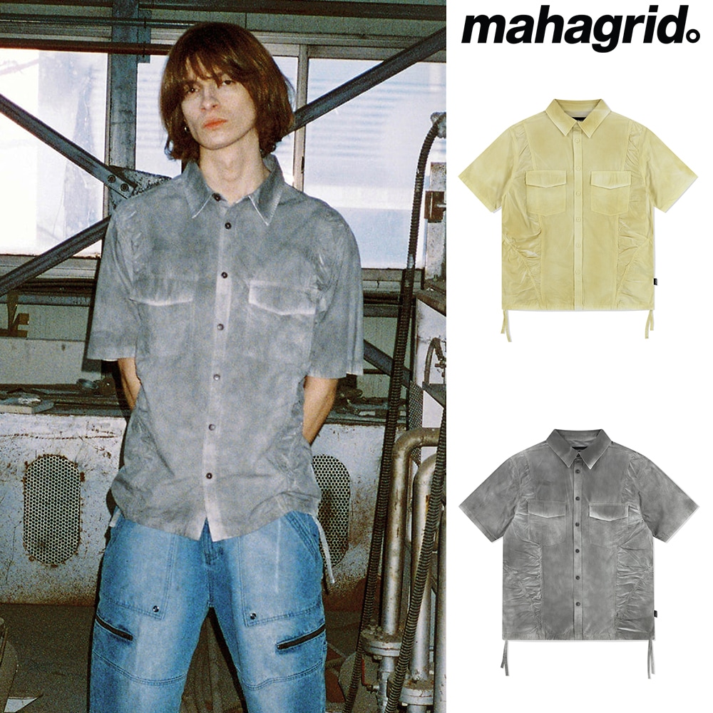 [mahagrid] SPRAY DYED HALF SHIRT