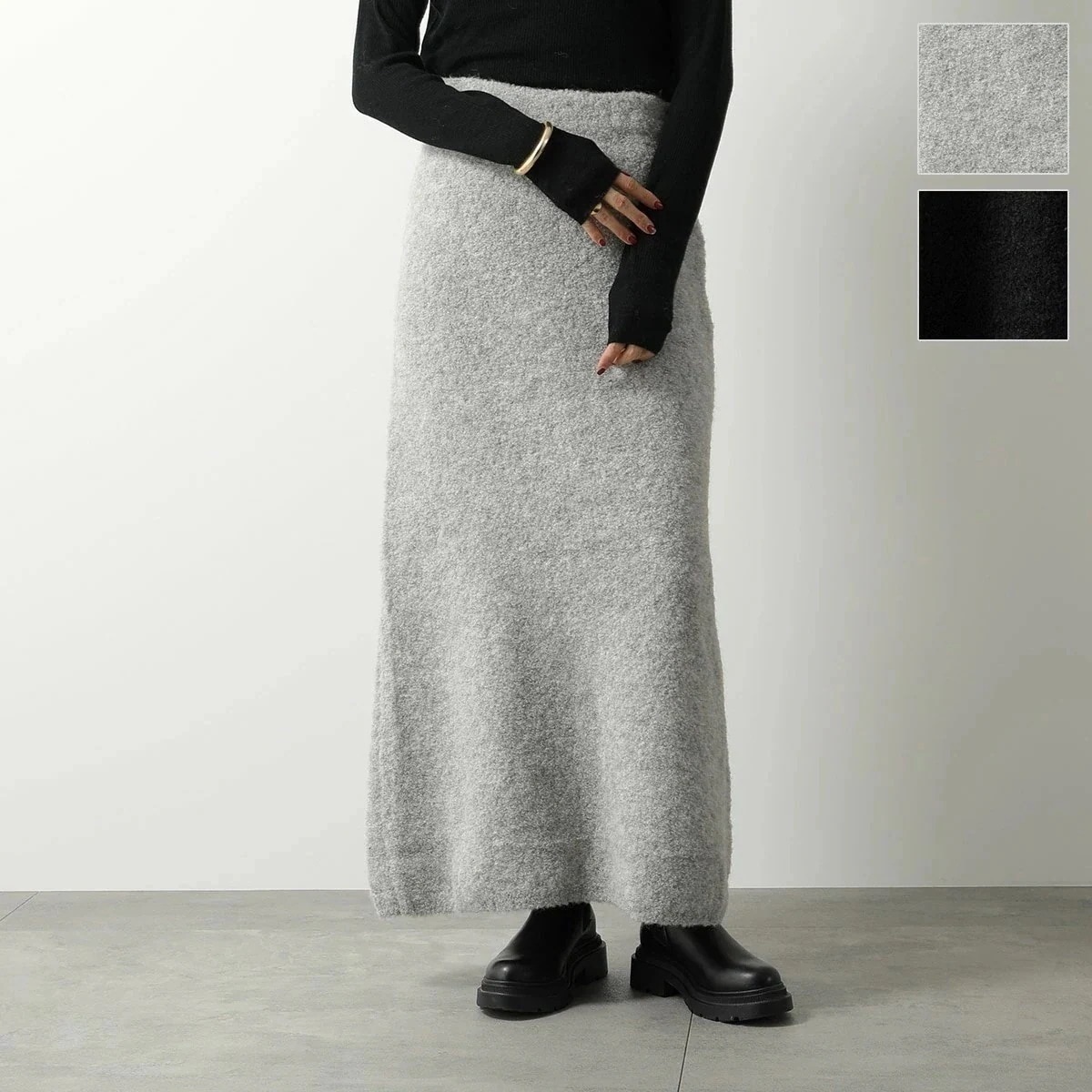 C.T.plage シーティー・プラージュ ロングスカート Alpaca loop back slit skirt CT23331-1 レディース アルパカ混