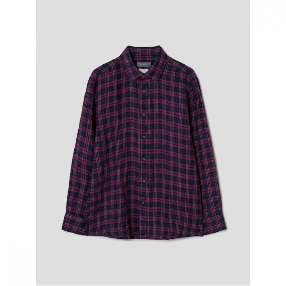 [ロガディス] アルビアーテリネンタータンチェックシャツ-ピンク（RY4364P33X）