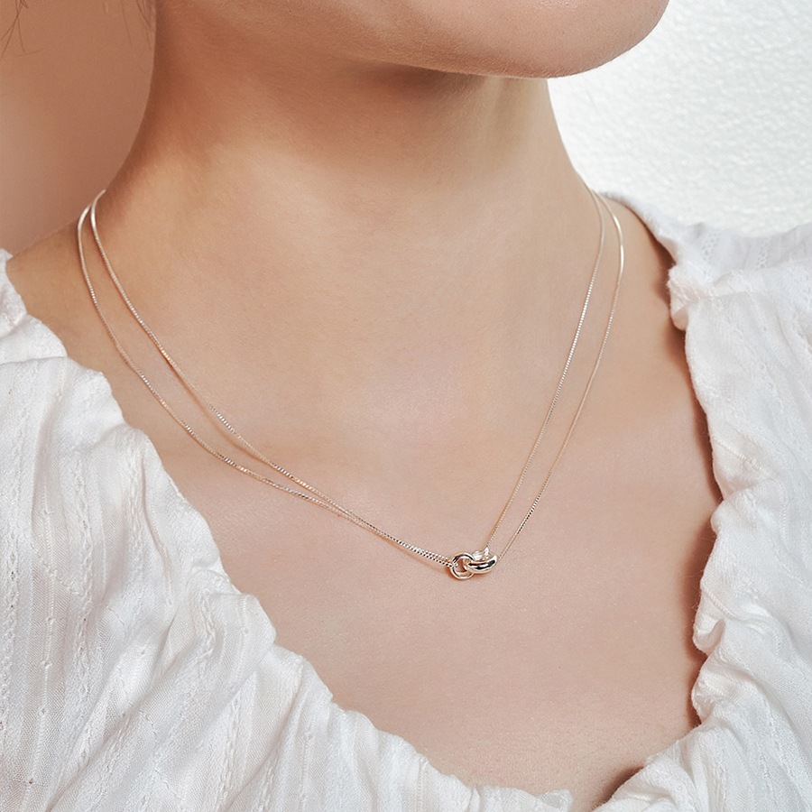 ★Hei★ sv925 Oring Layered necklace ★韓国人気★ ☆Hei☆ sv925 Oring Layered necklace ☆韓国人気☆ (Hei