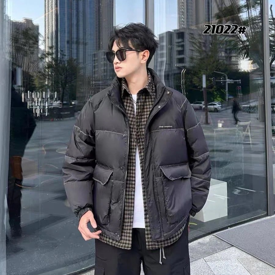 2025INS大人気 新作 新しい カジュアル 百掛け メンズ ショート丈 ダウンコート フェイクレイヤード スタンドカラー 中綿ジャケット