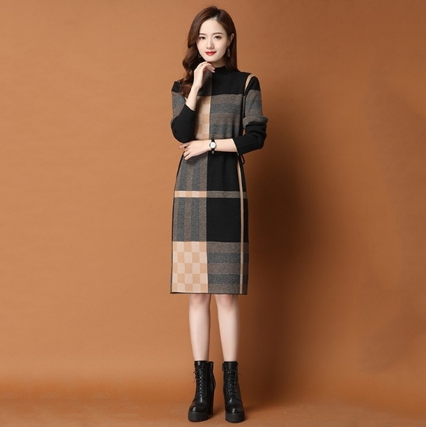 ワンピース セーター 袖あり 長袖 クルーネック 襟なし デザイン 美ライン ニュアンス レース ベルト ウエストマーク 伸縮性 ニット カラバリ ドラマチック かわいい 大人可愛い きれいめ