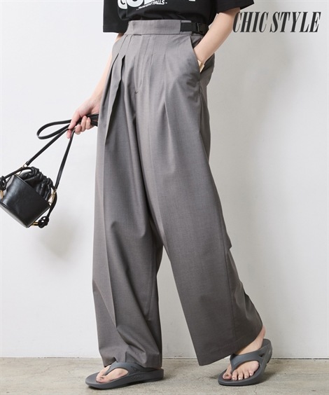 ロングパンツ タックワイドパンツ 大きいサイズ有 シックスタイル