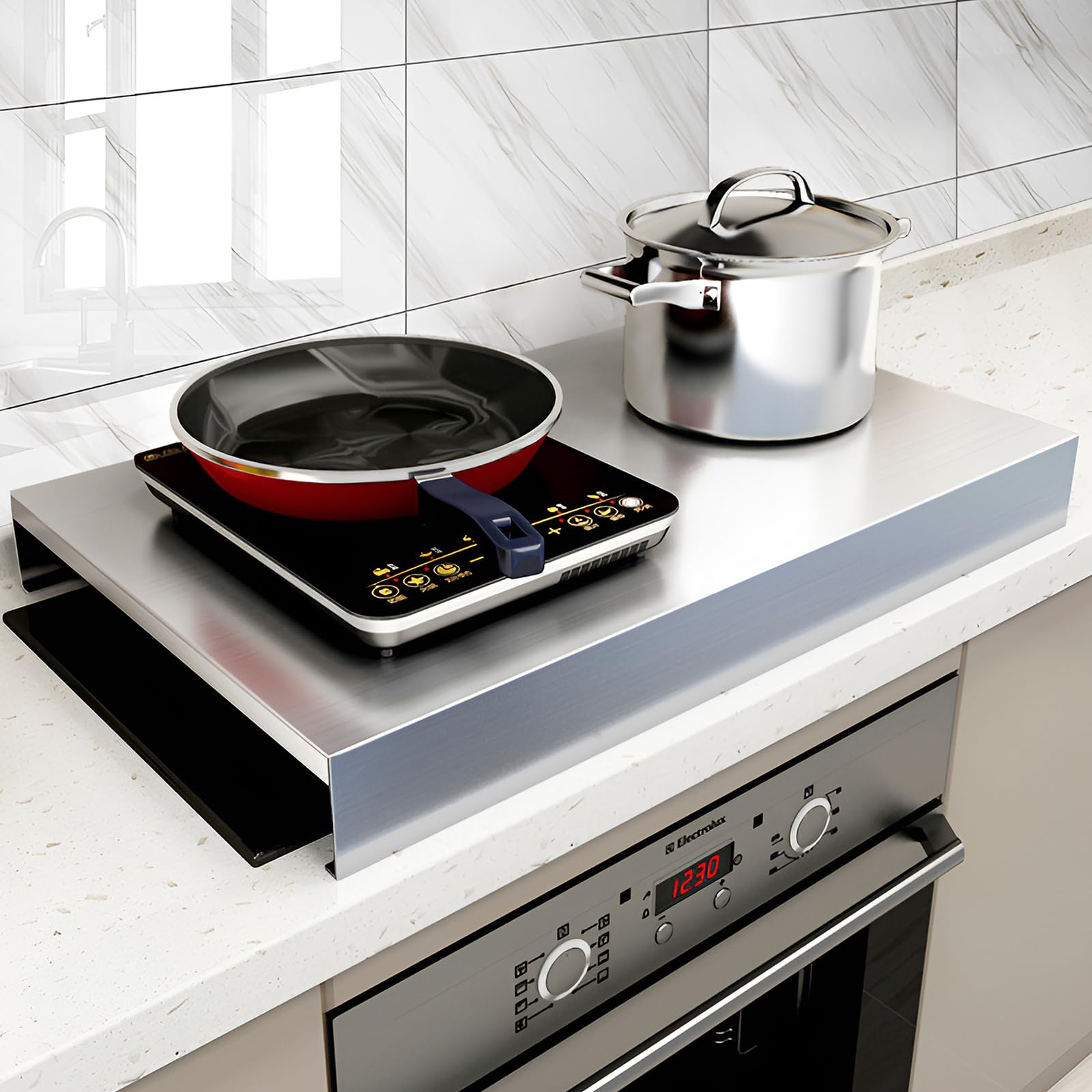 ガスコンロカバー 60cm ステンレス製 ガスレンジカバー 2口よ3口に対応 大きい コンロ 作業台 ihコンロ 台 お手入れが簡単 省スペース 調理器専用台 キッチン用品